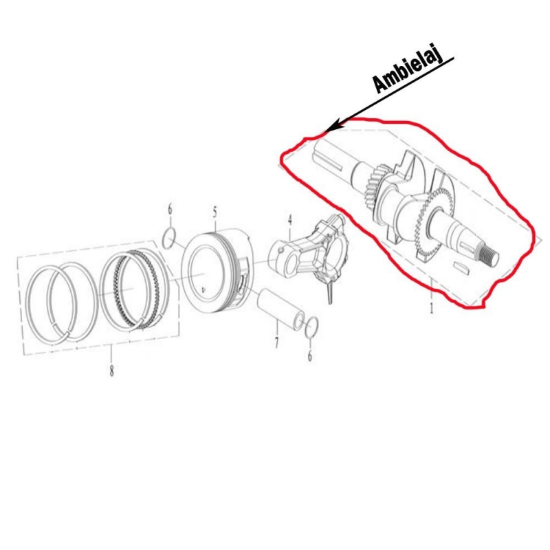 Ambielaj cu ax conic RURIS PS168f-4-1a, pentru motosapa Ruris 7009