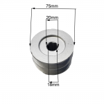 Fulie cu caneluri RURIS PS6500k-4-6b, diametru 75 mm, pentru motosapa Dac, Gigant, Ruris, Zimbru