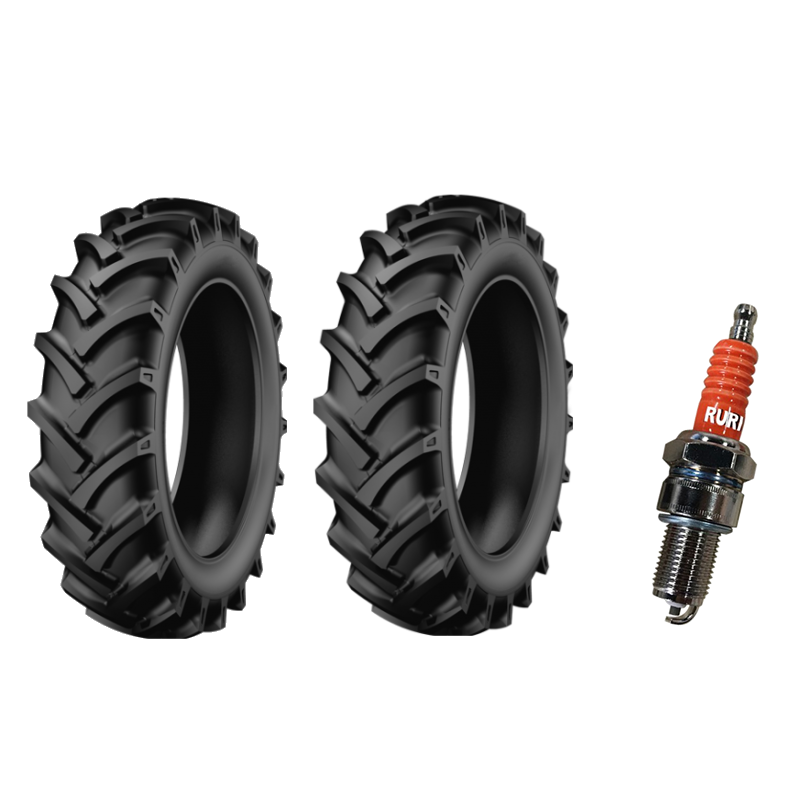2 x Anvelopa motocultor 500-12 + CADOU Bujie Ruris, pentru motor 4T