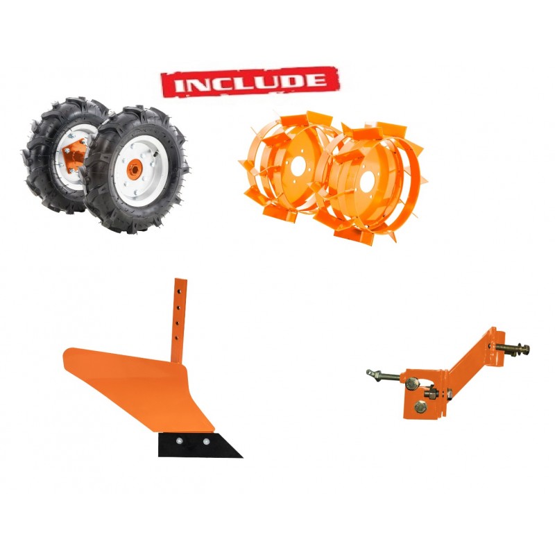 Motosapa RURIS DAC 7000ACC2, 7CP, roti cauciuc 4.00-8, roti metalice 350 fara manicot, plug, adaptor plug