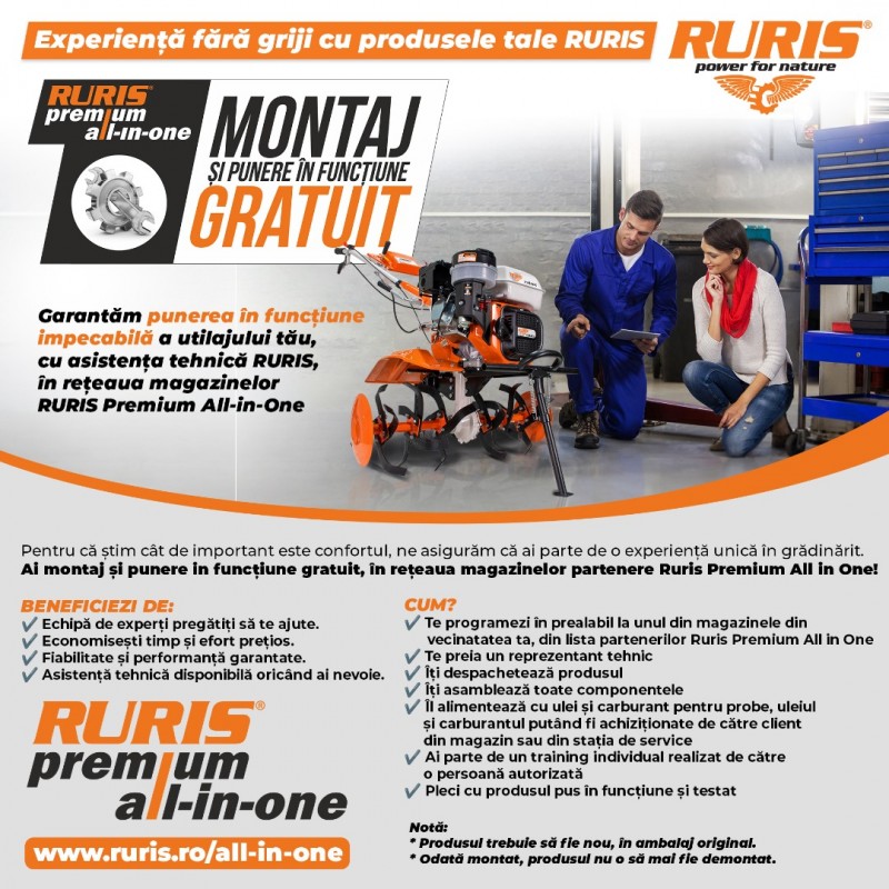 Masina de tuns gazon RURIS RX200S, 2.7 CP, 42 cm