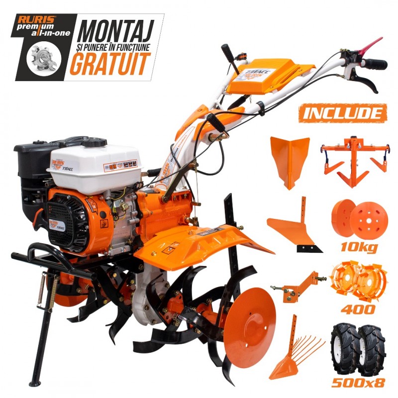 Motocultor RURIS 731ACC2, 8,5 CP, 208 CC, 4 timpi, 3 viteze, 830 mm latime lucru
