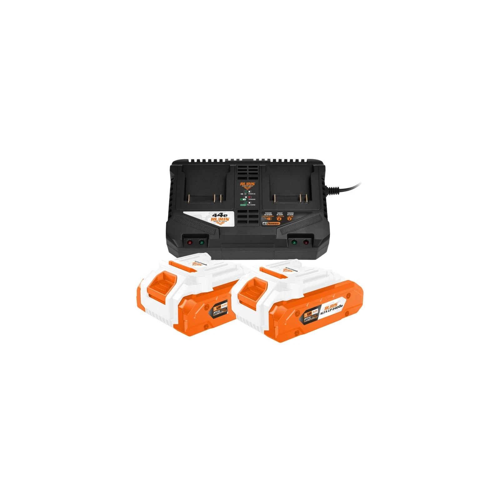 Kit 2 acumulatori + incarcator dublu RURIS Alfa UP 4444e 20 V
