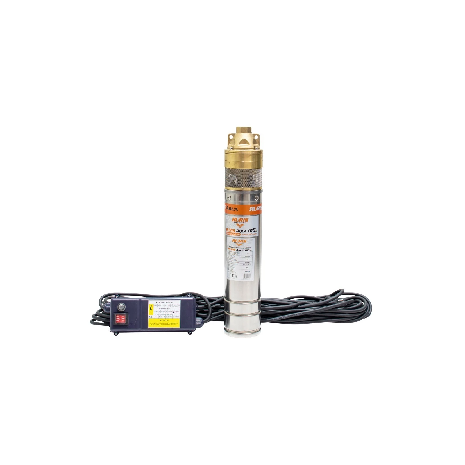 Pompa submersibila apa curata Ruris Aqua 105,corp inox, 1500 W, 2.6m³/h debit apa
