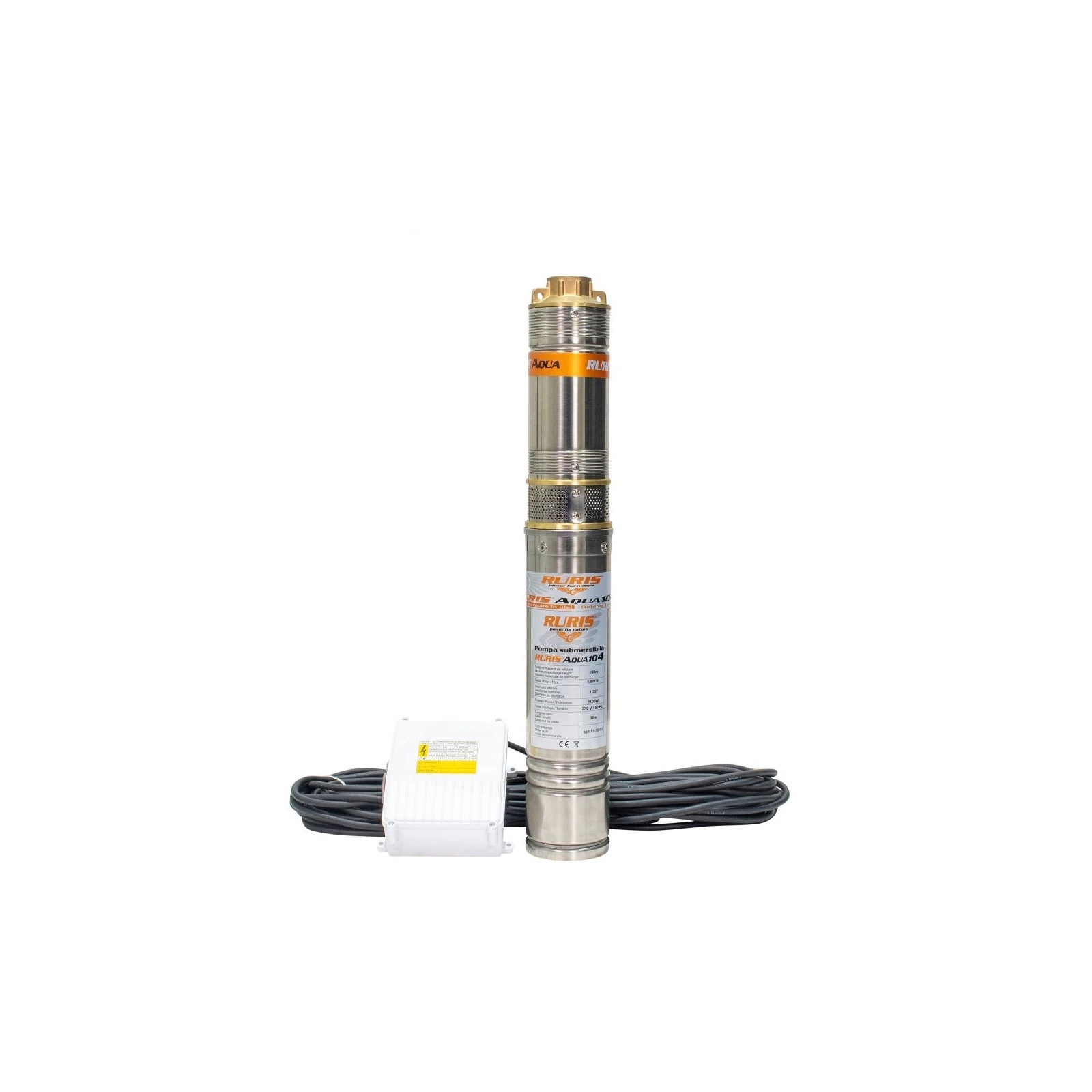 Pompa submersibila apa curata de adancime Ruris Aqua 104,corp inox, 1100 W, 1.8m³/h debit apa