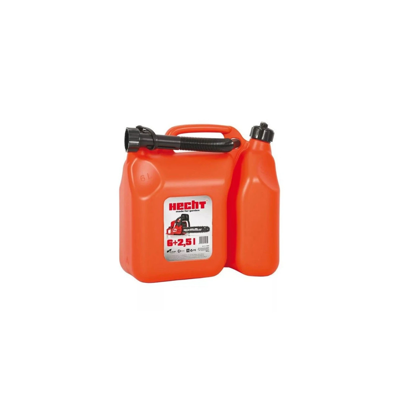 Canistra dubla HECHT K00085, pentru doua tipuri de combustibil, volum 6 + 2.5 litri, din plastic