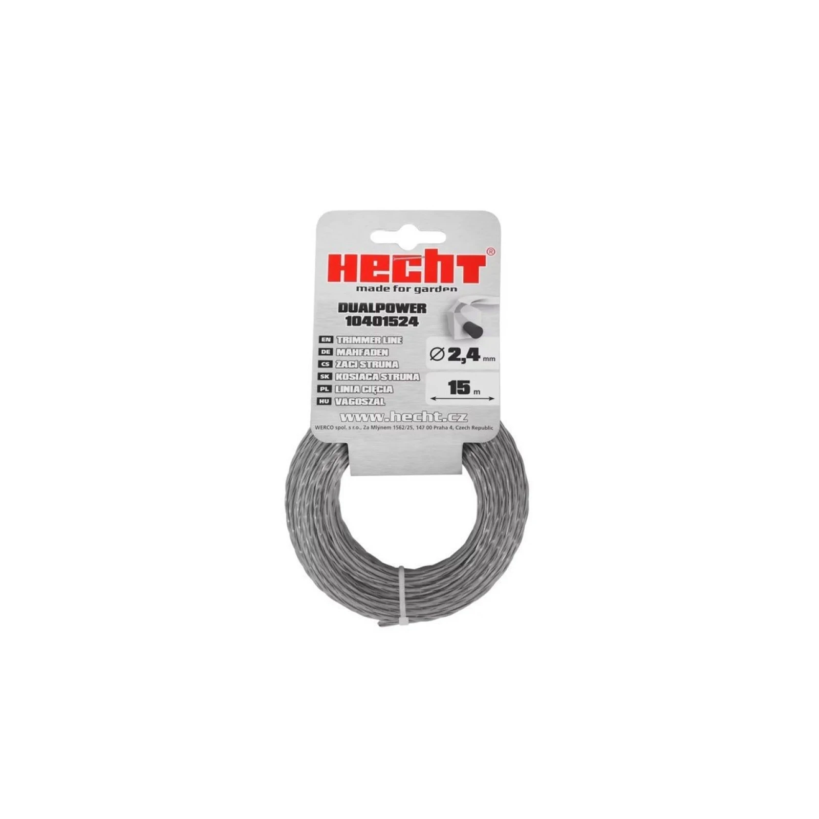 Fir pentru trimmer HECHT 10401524, profil rasucit, diametru 2.4 mm, lungime 15 m, cu insertie metalica