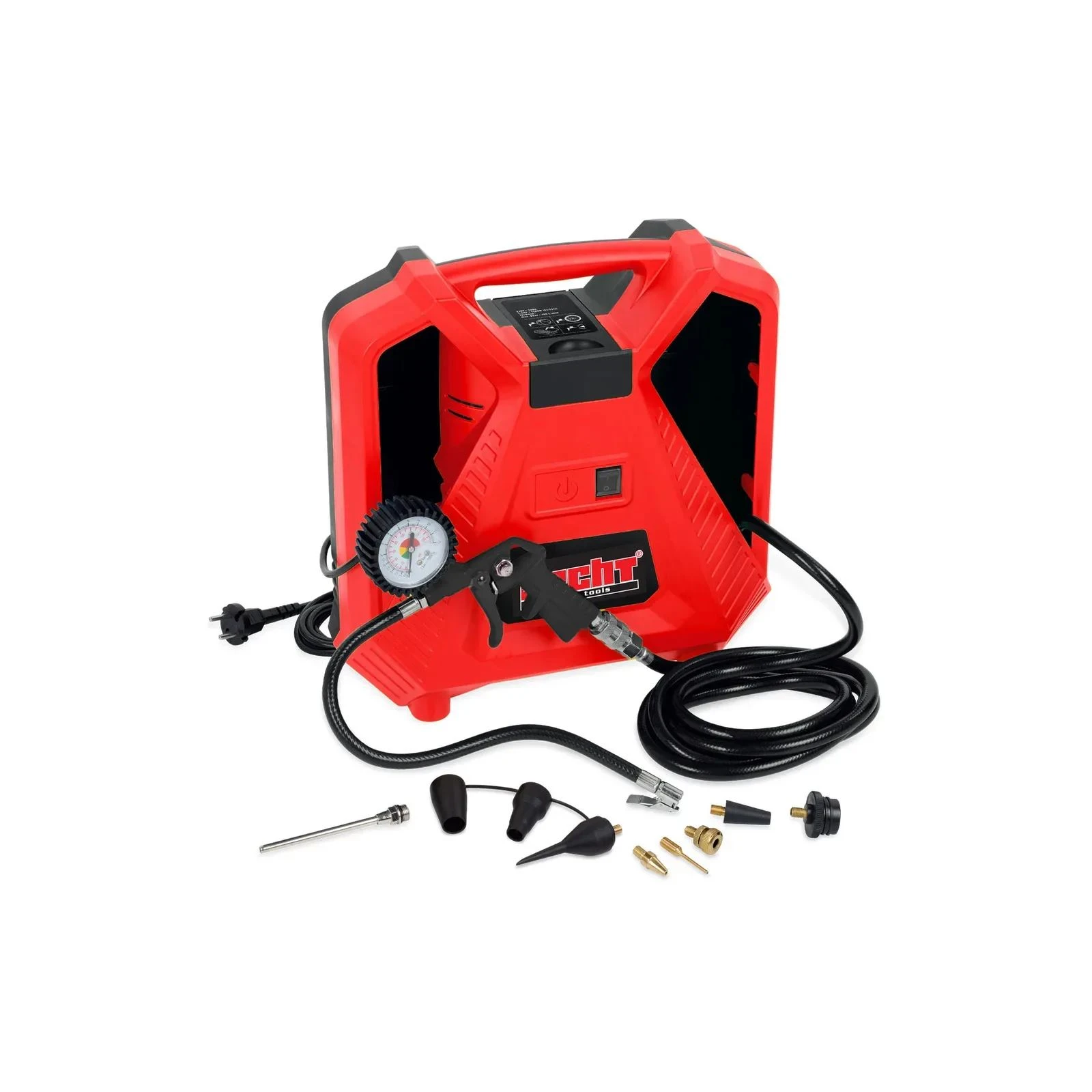 Compresor fara ulei, HECHT 2888, 1100 W, lungime furtun 3 m, presiune max. 8 bar