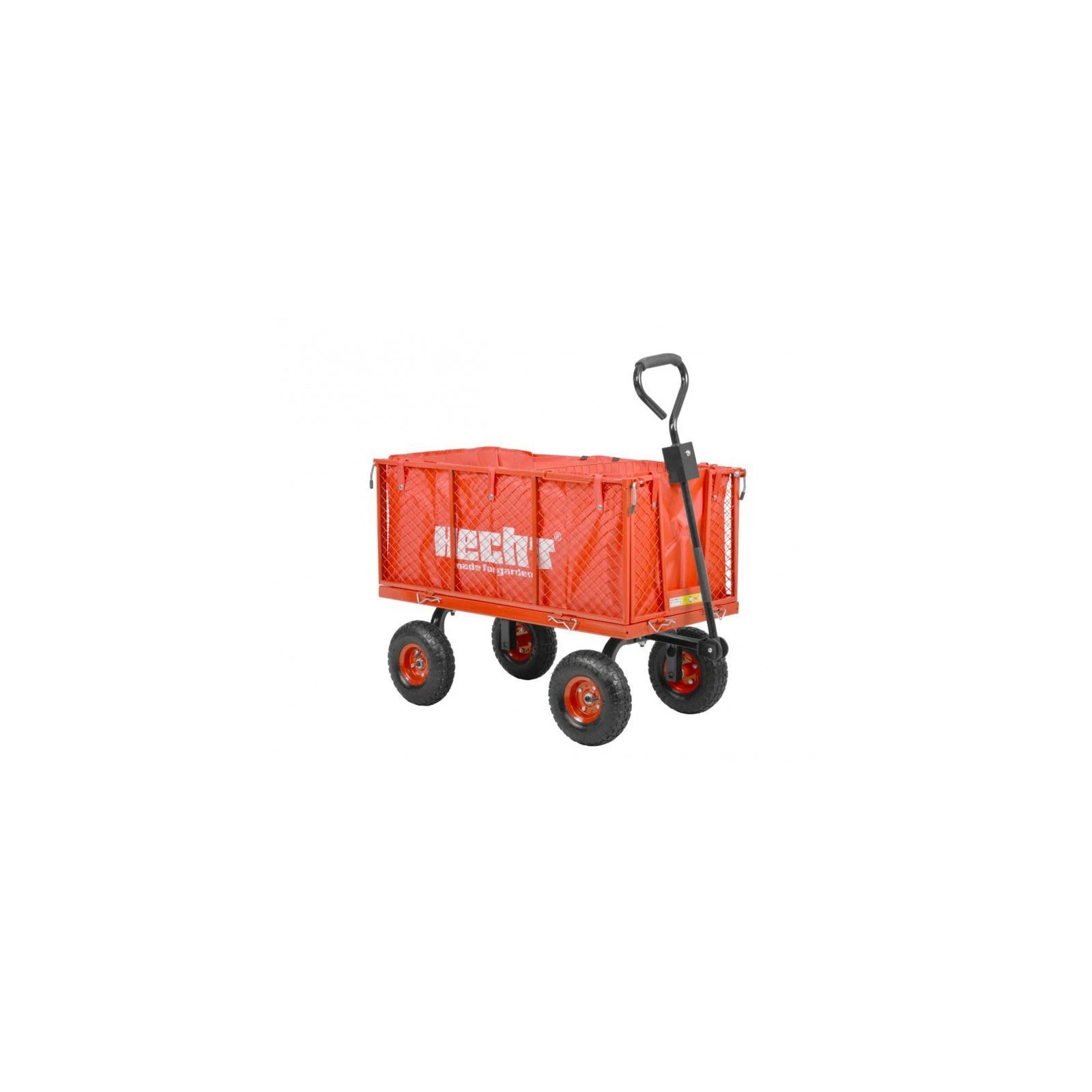 Remorca, carucior HECHT 52184, capacitate incarcare 350 kg, compatibila cu tractorasele de tuns iarba Hecht 5114, 5116, 5176, 5639, 5938, 5922