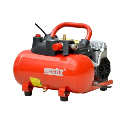 Compresor fără ulei de 8 bar cu rezervor de aer de 6 litri. Putere 1100 W, alimentare 230 V / 50 Hz, grad de protectie IP20, greutate 13 kg