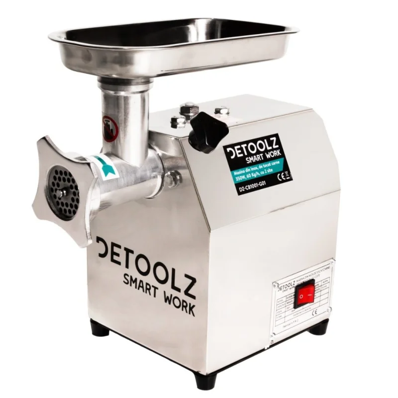 Produs Masina de tocat carne Detoolz, 350W, 60 kg/h Inox cu 2 site Imagine