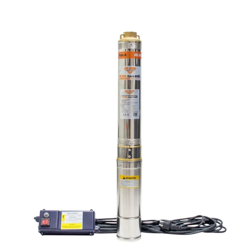 Produs Pompa submersibila apa curata de adancime Ruris Aqua 890,corp inox, 750 W, 4m³/h debit apa Imagine