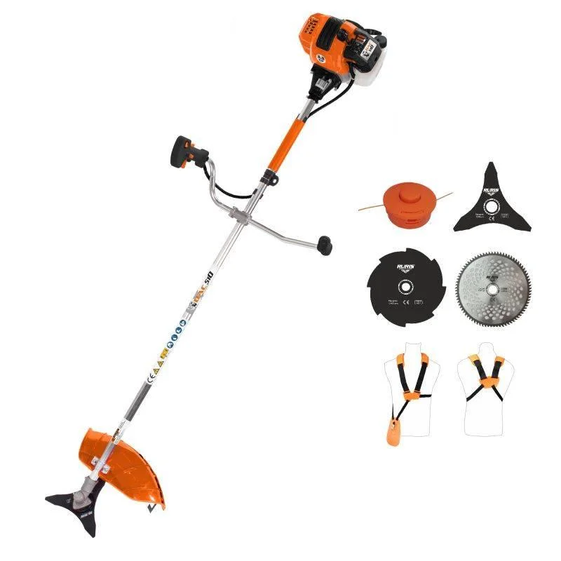 Produs Motocoasa de umar RURIS DAC 510, motor benzina 2T, 62 CC, 3.5 CP, diametru taiere 250 mm, cu disc de tuns iarba cu 3 dinti, 8 dinti, 80 dinti Vidia Imagine