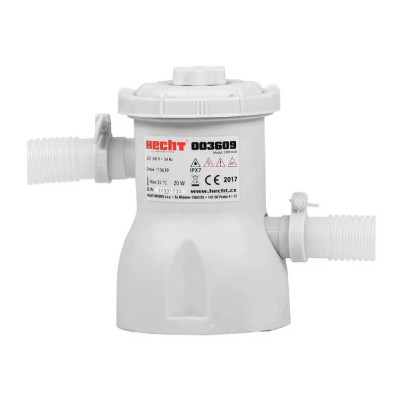 Produs Filtru pentru piscina HECHT 003609, alimentare 230 V, debit de apa 1.2 mc/h, kit de montare complet, culoare alb Imagine