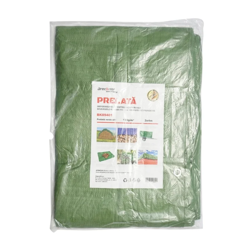 Produs Prelata cu ochiuri de prindere 100g/m2 verde 3x4m Breckner Germany Imagine