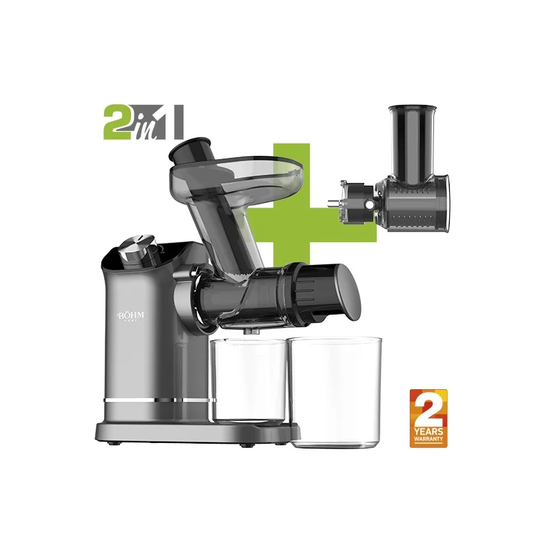 Produs Storcător de fructe și legume cu presare la rece și răzătoare multifuncțională, 150 W,Material Fără BPA, BÖHM BM1533SM Imagine