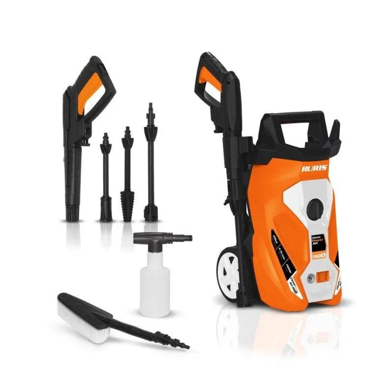 Produs Aparat de spalat cu presiune RURIS CleanPowerJet1100, 1400 W, 390 l/h, 110 bar, accesorii incluse Imagine
